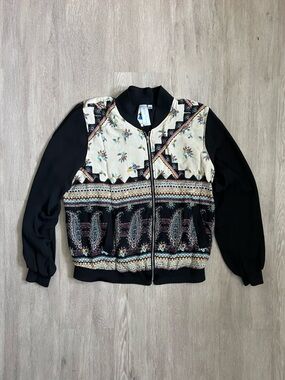 Society Girl Black Jacket Tribal Teal Accent Lg